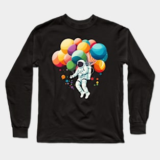 Astronaut flying with balloons Long Sleeve T-Shirt